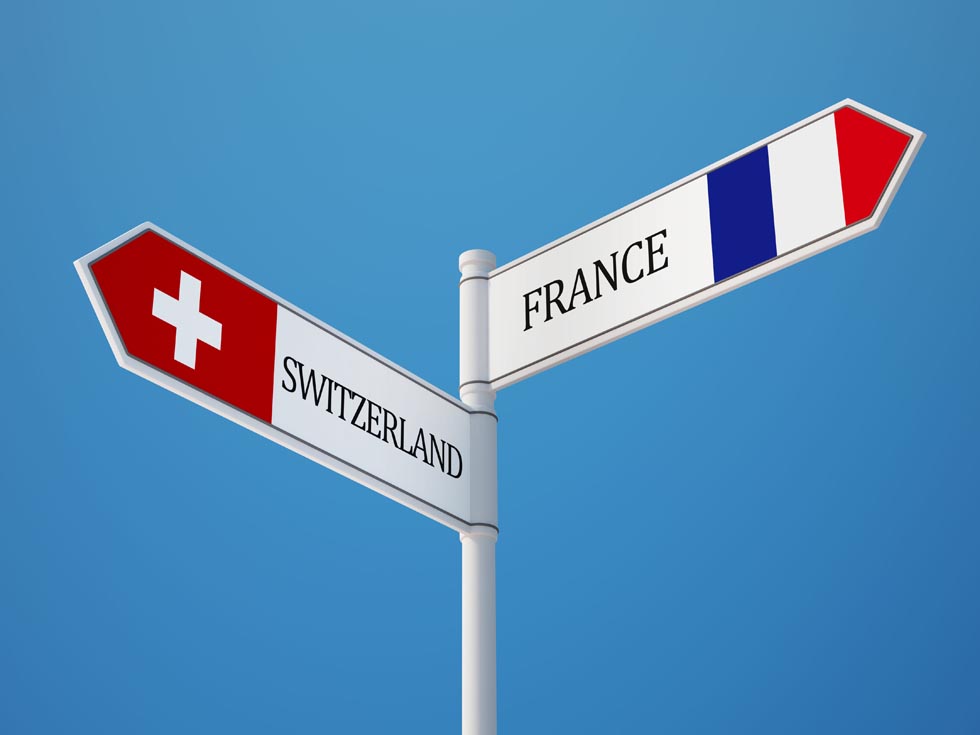 Panneaux de direction France et Suisse